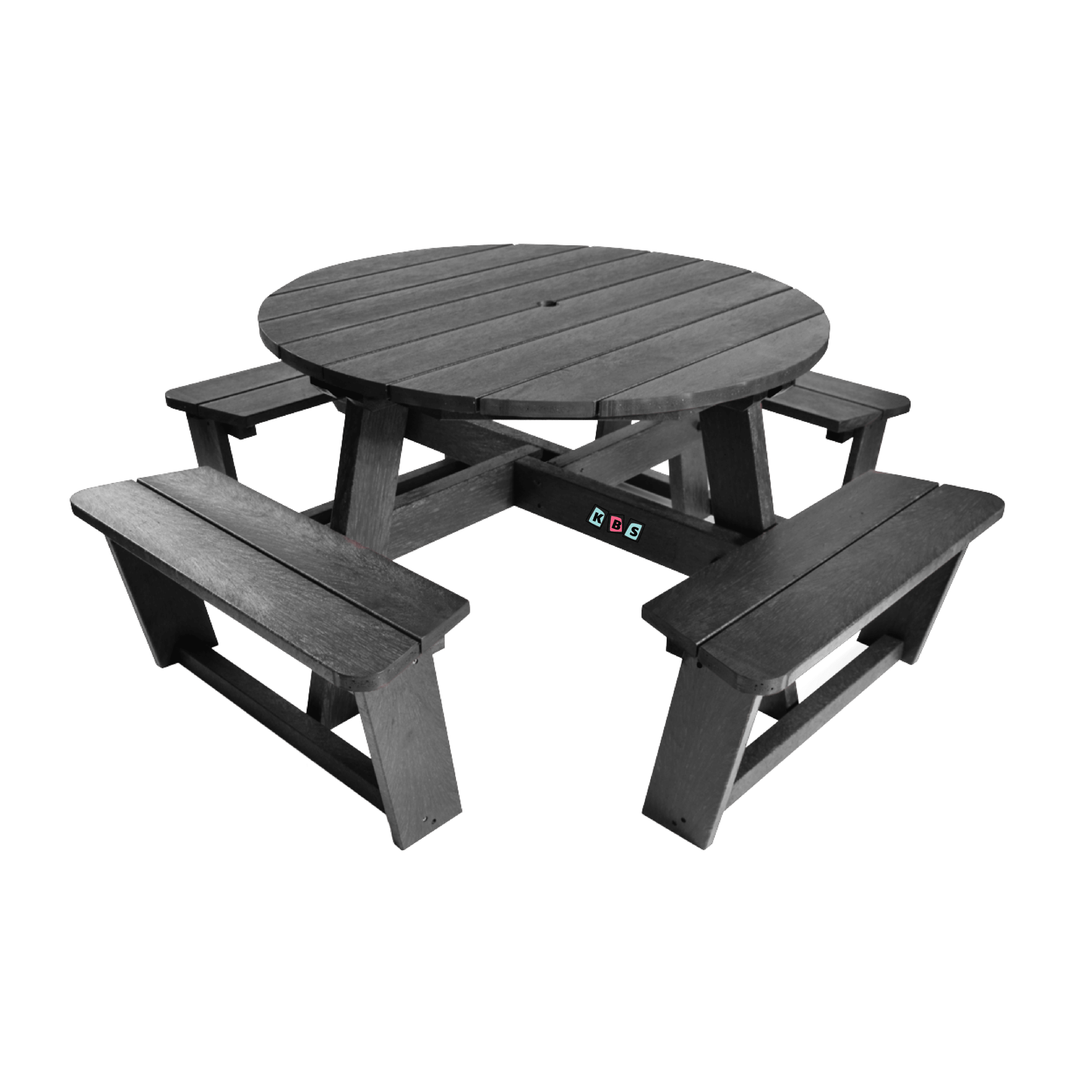 Round Picnic Table Black Black-01