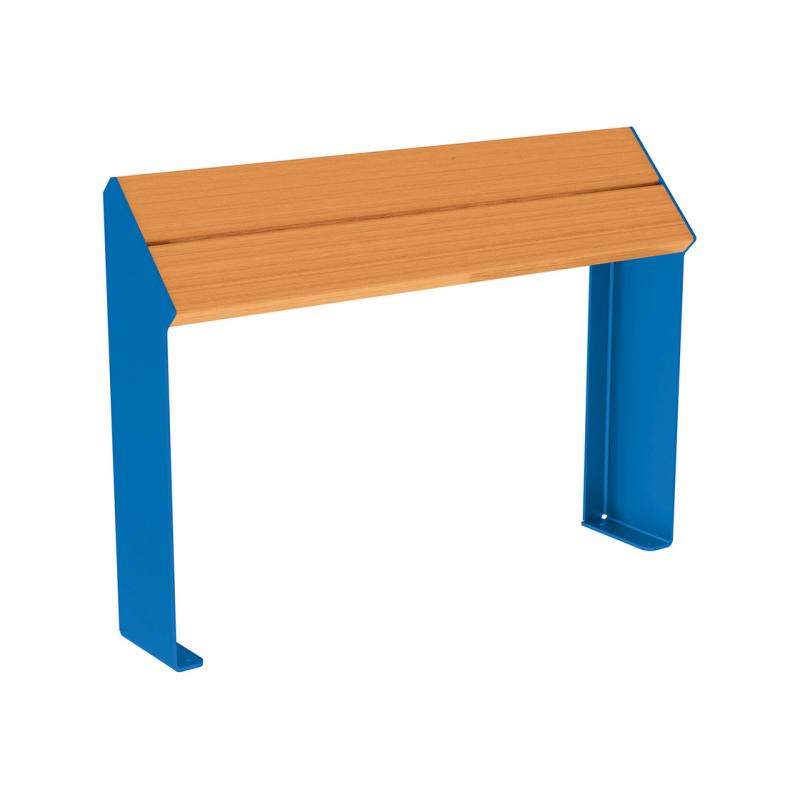 KUBE. steel & wood perch seat L-O Blue