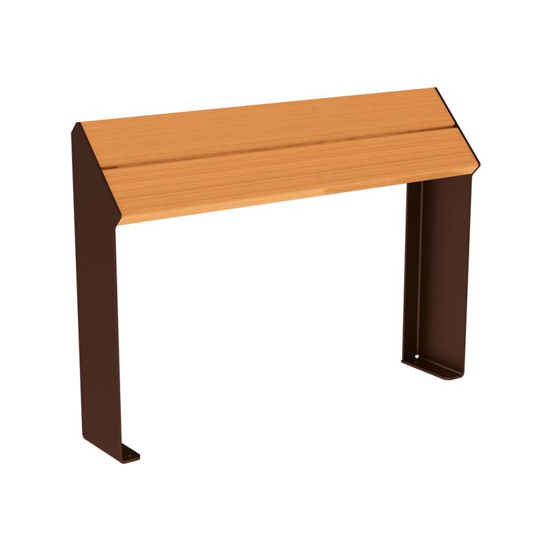 KUBE. steel & wood perch seat L-O brown