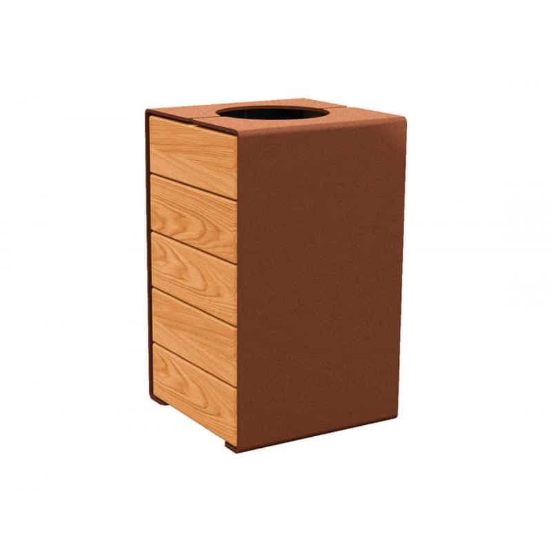 Kube bin no lid L-O Corten Effect