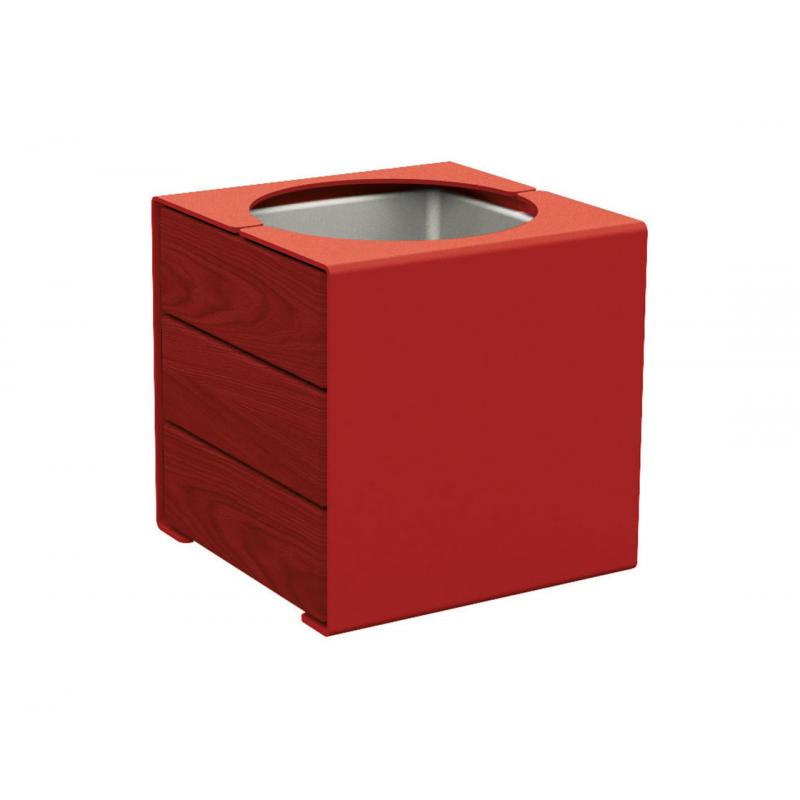 Kube steel and wood M doark red