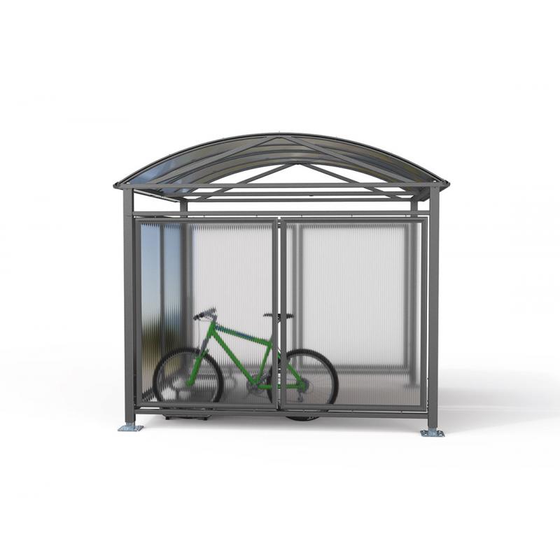 L Barrel Roof motorbike-cycle shelter cladding 1