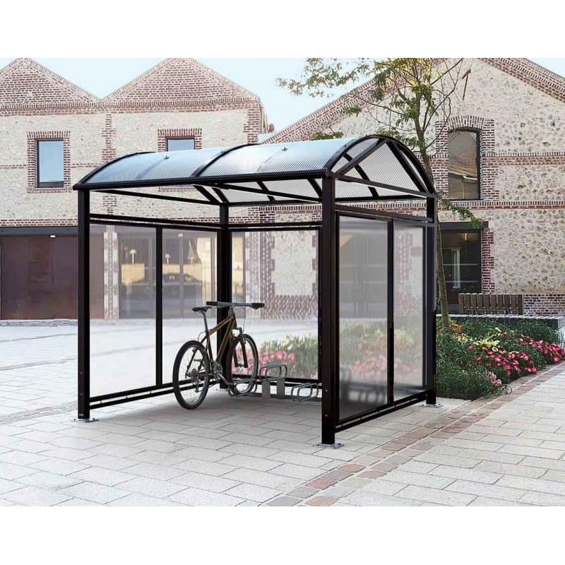 L Barrel Roof motorbike-cycle shelter cladding 2