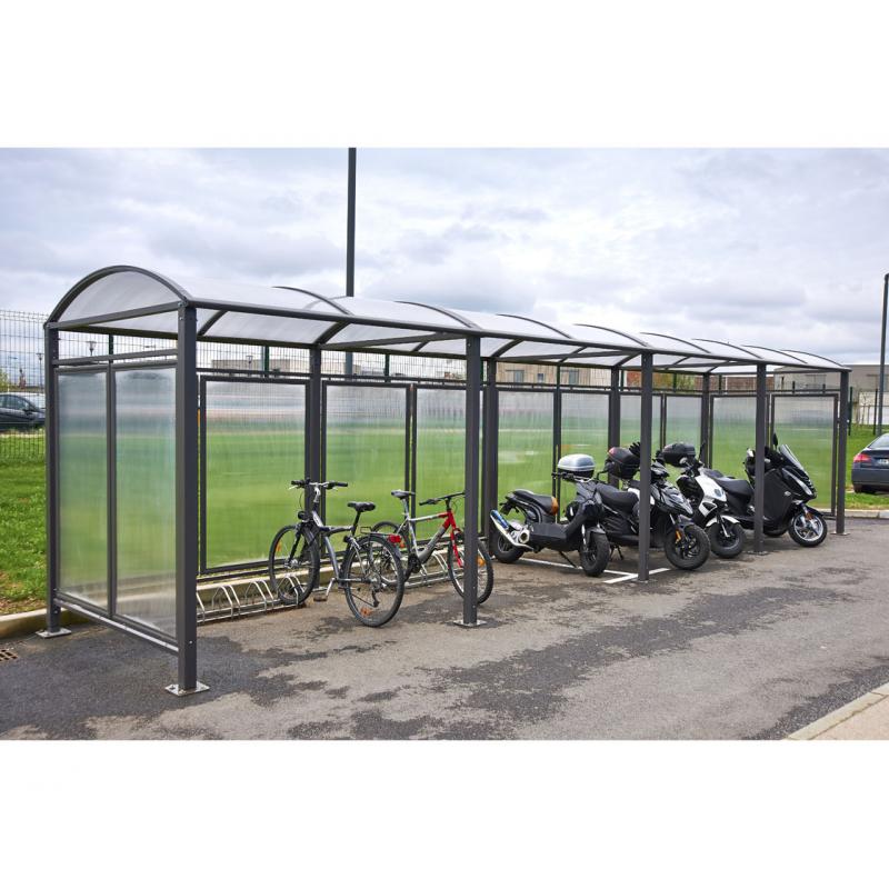 M Barrel Roof basic shelter polycarbonate motorbike and cycle shelter with extensions