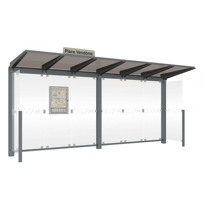 Venice bus shelter with extension and 2 side panels anthracite