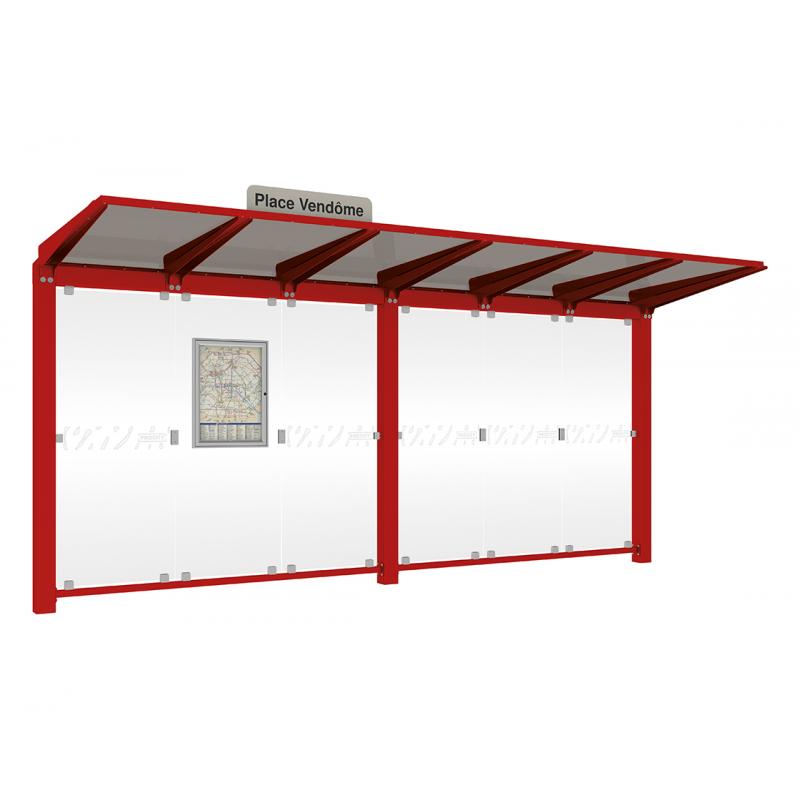 Venice bus shelter with extension red3004