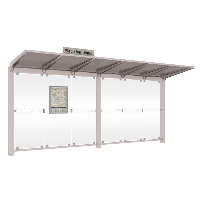 Venice bus shelter with extension silver grey