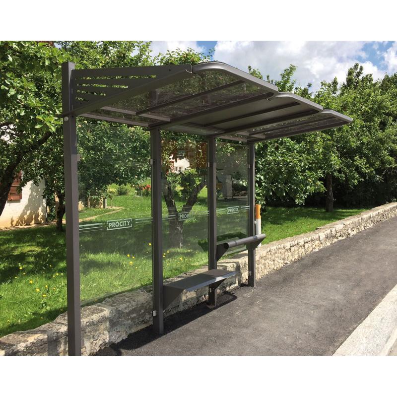 con bus shelter with integral banch and perch seat