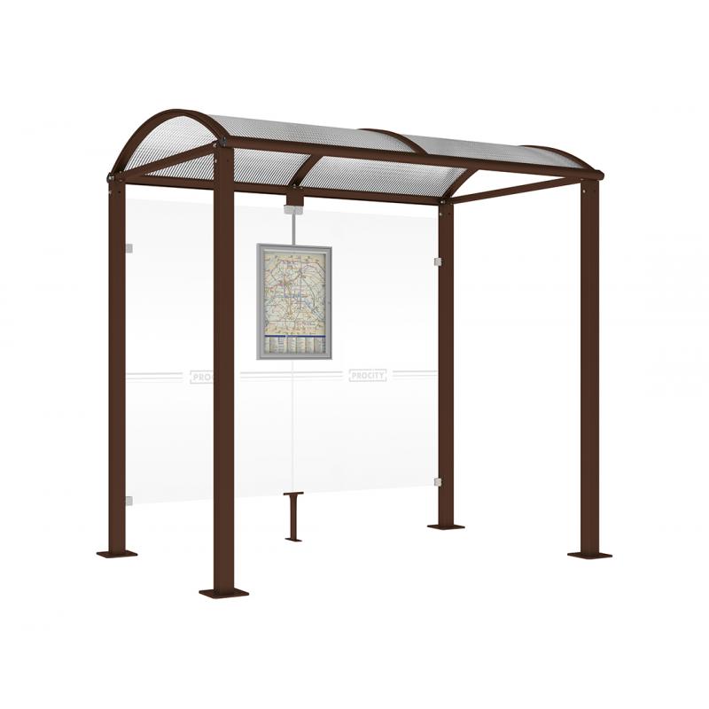 square post bus shelter brown