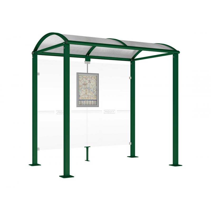 square post bus shelter green