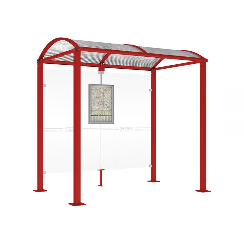square post bus shelter red3004
