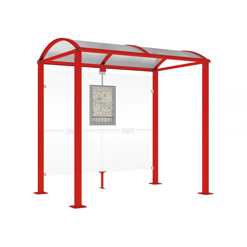 square post bus shelter red3020