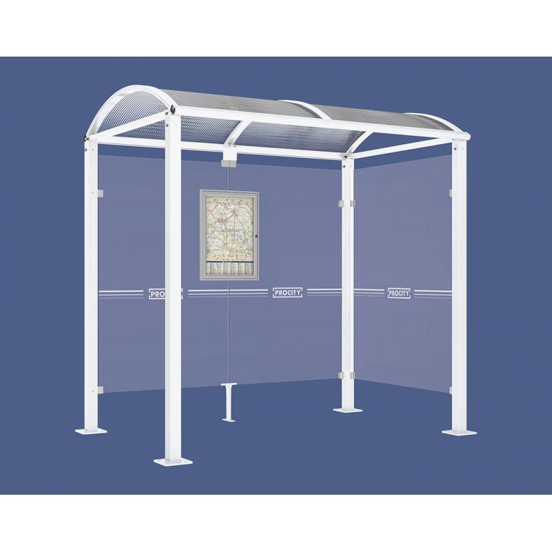 square post bus shelter with 1 side panel white