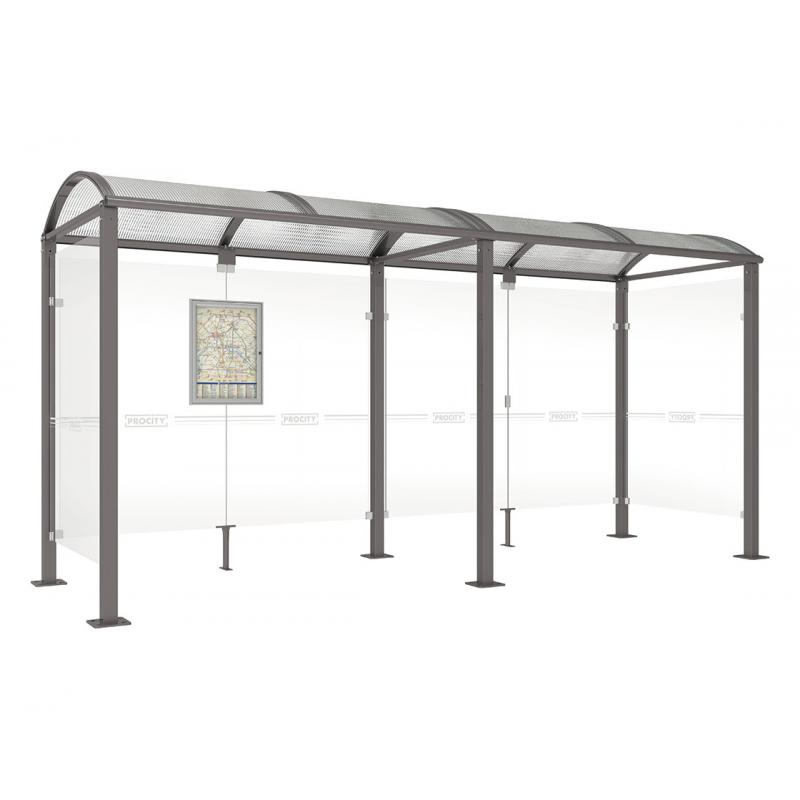 square post bus shelter with extension and 2 side panels anthracite
