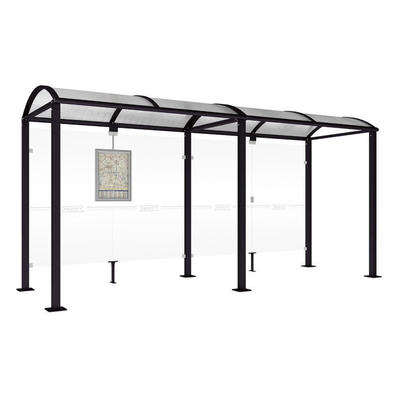 square post bus shelter with extension black