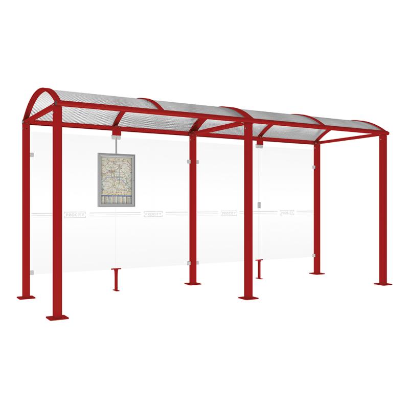 square post bus shelter with extension red3004