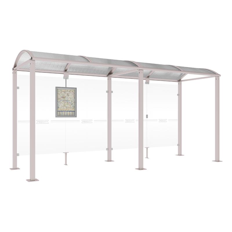 square post bus shelter with extension silver grey