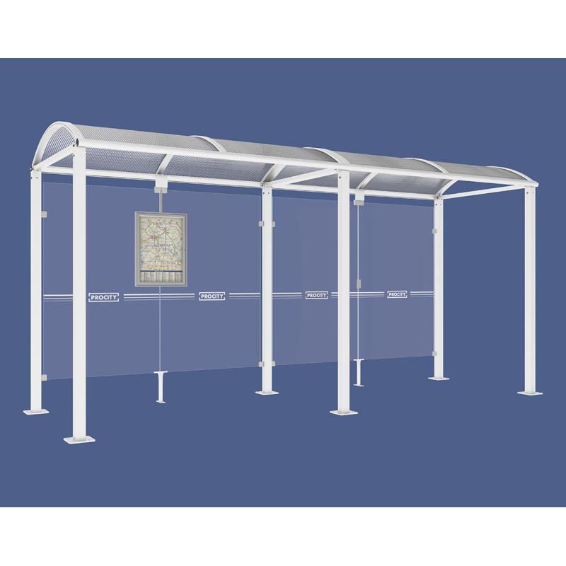 square post bus shelter with extension white