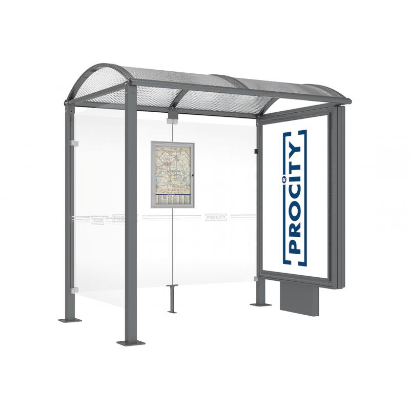 square post bus shelter with lightbox and side panel anthracite