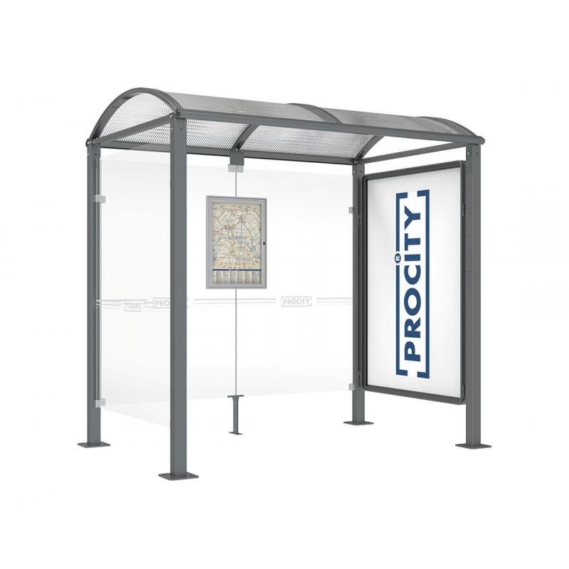 square post bus shelter with poster case and side panel anthracite