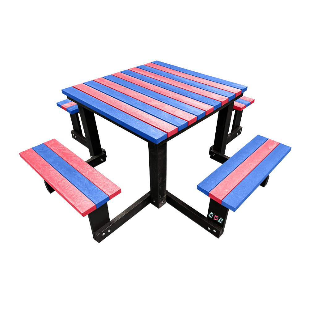 Square Picnic Table 1 Red Blue